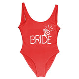 BRIDE Letter Print Swimsuit