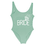 BRIDE Letter Print Swimsuit