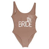 BRIDE Letter Print Swimsuit