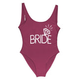BRIDE Letter Print Swimsuit