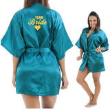 Bride Team Heart Golden Glitter Print Robes