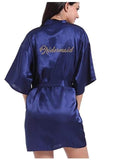 Navy Blue Robe Gold Writing Bridal