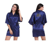 Navy Blue Robe Gold Writing Bridal