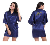 Navy Blue Robe Gold Writing Bridal