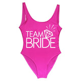BRIDE Letter Print Swimsuit