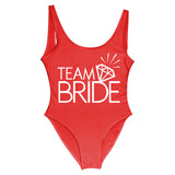 BRIDE Letter Print Swimsuit