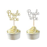 10pc Gold & Silver Glitter Bride To Be Cupcake Toppers