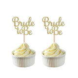 10pc Gold & Silver Glitter Bride To Be Cupcake Toppers