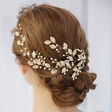 Golden Alloy Leaf Bridal Accessories