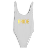 White BRIDE Gold Letter Swimsuit